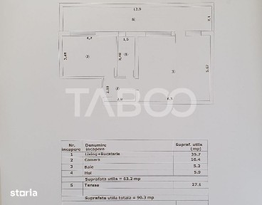 Apartament 2 camere de vanzare 63mp + terasa 27 mp constructie noua