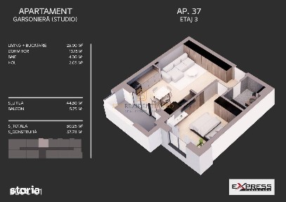Apartament nou cu 2 camere si balcon 26 mp,bloc finalizat, Brancoveanu