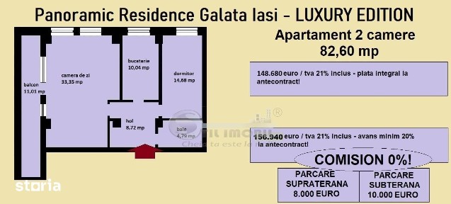 Apartament 2 camere, de vanzare in Iasi, Galata, 82,60 mp