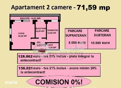Apartament 2 camere, de vanzare in Iasi, Galata, 71,59 mp