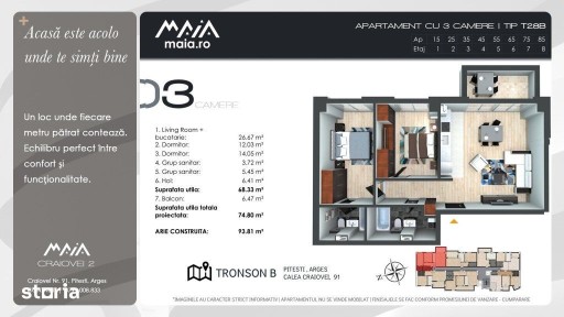 Maia Craiovei | 3 Camere Moderne | Aproape de Parcuri si Scoli