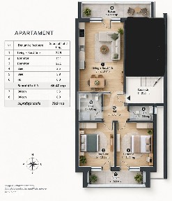 Apartament modern 3 camere 2 balcoane 2 locuri de parcare 66m Selimbar