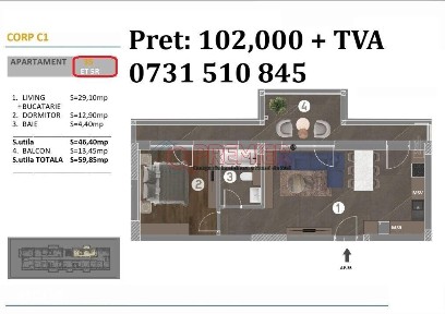 2 Camere Open-Space | Complex modern - etaj 5/6