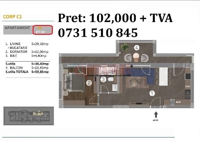 2 Camere Open-Space | Complex modern - etaj 5/6