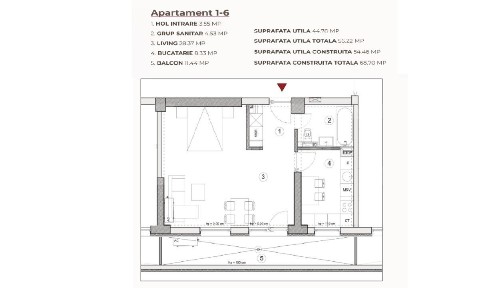 Studio 53.44 mp intr-un ansamblu cu 0% Comision la Achizitie
