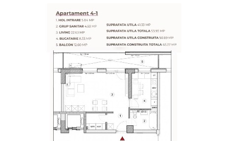 Studio 53.93 mp intr-un ansamblu cu 0% Comision la Achizitie