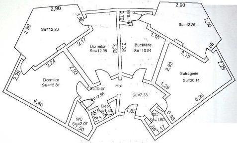 Apartament 3 camere / 100mp - Hexagoane P3, Braila