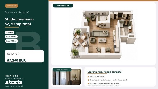Studio Nou Cu Terasa | 51,90 Mp | Targu Mures
