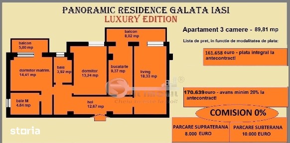 Apartament 3 camere de vanzare in Iasi, Galata, 89,81 mp, bloc nou