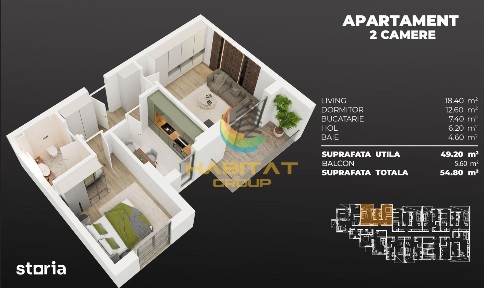 Apartament 2 camere / 54.80 mp / 5 min Metrou Berceni