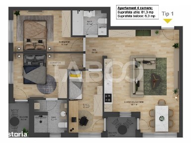 COMISION 0% Apartament 4 camere 81 mpu LOC PARCARE zona Doamna Stanca