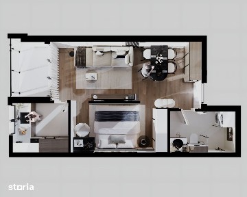 Studio cu 1 camera si bucatarie separata de vanzare in Sibiu