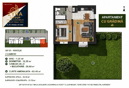 |Ap2 camere cu Gradina|S6Militari-Pacii|Incalzire pardoseala|La cheie|