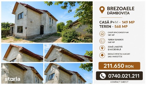 Casa P+M -149 mp + Teren-568 mp, Brezoaele