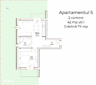 Apartament 2 camere | 42 mp | Gradina 79 mp | 2 balcoane | Ciresica