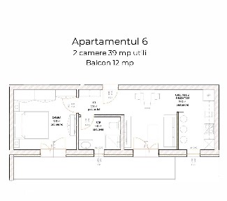 Apartament 2 camere | 39 mp | Balcon 13 mp | Nou | Ciresica