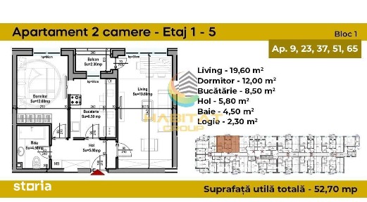 Apartament 2 Camere Sector 4 Zona Grand Arena 52.7Mp