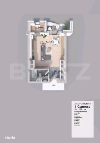 Apartament 1 camera, 42.64 mp, zona Pacurari - Rediu