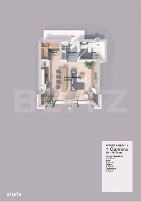 Apartament 1 camera, 38.70 mp, zona Pacurari - Rediu
