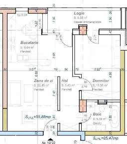 Apartament 2 camere, semidecomandat, 56 mp utili, zona Aradului