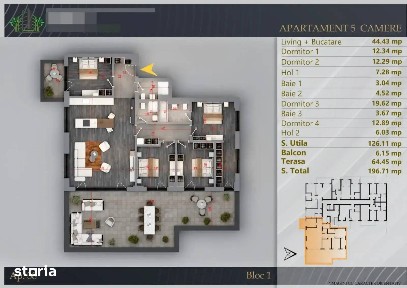 Apartament Spectaculos 5 camere Pallady Terasa Panouri Fotovoltaice