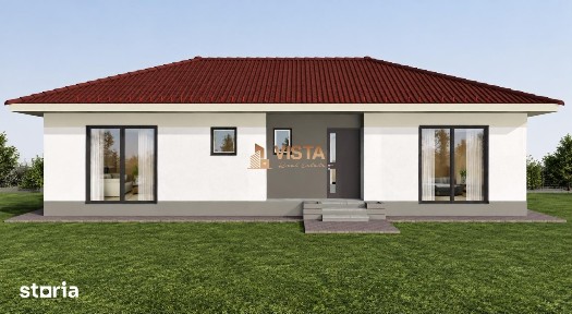 Casa semifinisata, plan parter, 97mp utili, 3 dormitoare, 2 bai, centr