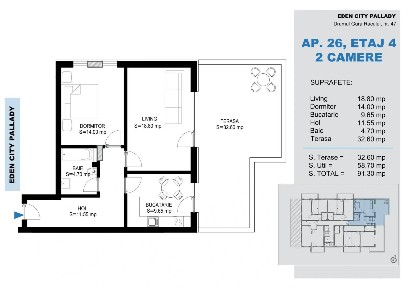 2 camere + terasa | MUTARE RAPIDA | Pallady - Metrou Nicolae Teclu