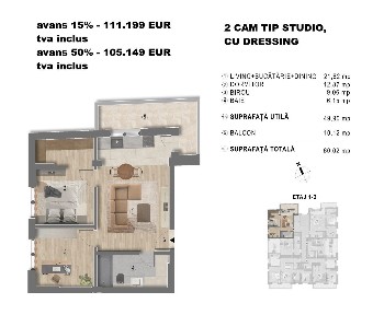 Metrou Berceni - 3 camere open-space, cu dressing - bloc nou 2027