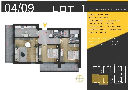 Dezvoltator | Apartament 3 Camere Decomandat Spatios Bucatarie Inchisa