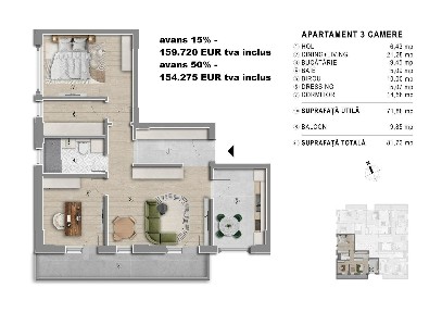 Metrou Berceni - 3 camere 82mp - bloc boutique 2027