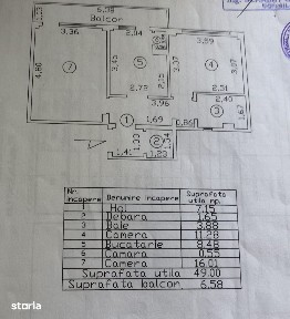 Apartament 2 camere decomandat, zona Vidin, etaj 3.