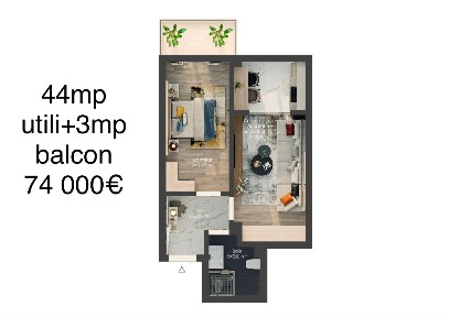 De vânzare | Apartamente cu 2 camere | Ansamblul IRISS| De la 68.000 €