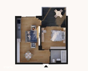 Apartament tip studio 45mp, incalzire in pardoseala, Rasnov