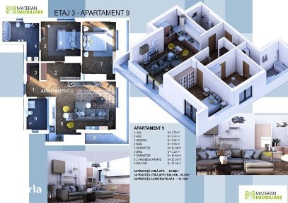 Propietar Apartament 3 Camere 94 MP Etaj 3/4 Bloc cu Lift