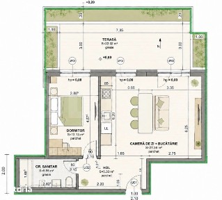Apartament 2 camere, 52 mp, zona Iris