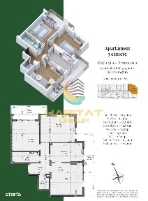 Pallady 3 camere decomandat spatios 98 mp bloc tip Boutique