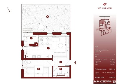 Apartament 2 camere, 52 mp - Via Carmina Domus S4