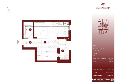 Apartament 1 camere, 41.4 mp - Via Carmina Domus S4