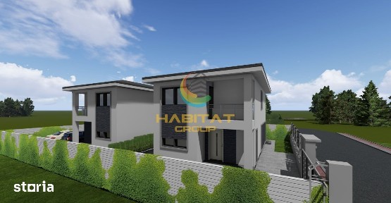 Casă Individuală P+1 Stil Cub, 4 Camere Decomandate | Placă de Beton p