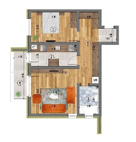 Apartament cu 2 camere, Sanpetru - 57,91 mp utili - Etaj 2/3 - 9