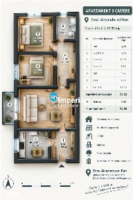 Apartament cu 3 camere de vânzare - zona Alexandru cel Bun (Minerv