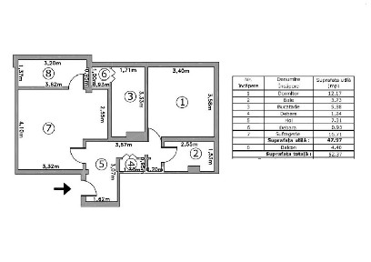 Apartament 2 camere, decomandat, Micro 20, 56000 euro