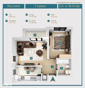 Apartament 2 camere de vanzare 47mp Militari Chiajna, serg Ilie Petre