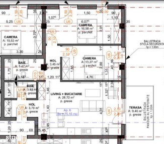 Apartament 3 camere Terra Gardens (Chinteni) 75,2 mp stadiu semifinisat