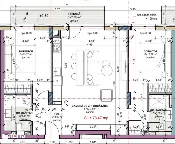 Apartament 3 camere, 74 mp, comision 0, zona Terra Oasului