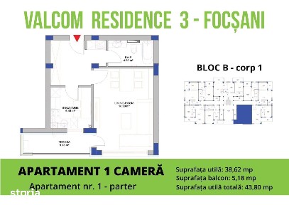 Garsonieră-Bloc Nou-44 mp