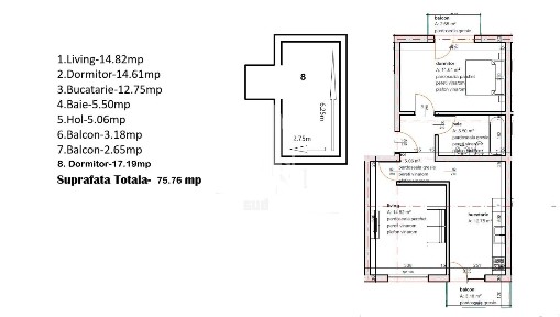 Apartament 3 camere tip duplex mobilat utilat parcare.