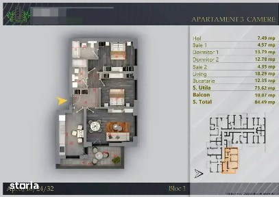 Panouri Fotovoltaice Apartament 3 Camere Spatii Verzi-Pista Alergare