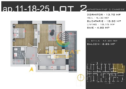 Pallady 2 camere decomandat 61 mp + loc parcare gratuit